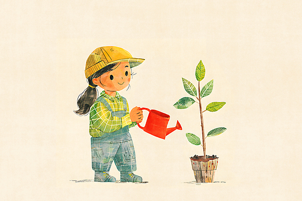JPG 전신 나무 모자 여자 화분 어린이 일러스트 자연 한명 들기 소녀 노란색 귀여움 환경 꿈 물뿌리개 농부 멜빵 물주기 꿈나무 소녀한명만 카피스페이스 국내일러스트 AI일러스트 AI콘텐츠 식물 직업 1 잡화 컬러 컨셉 모션 사람 공백 생태계 여자한명만 소녀만 파일형식
