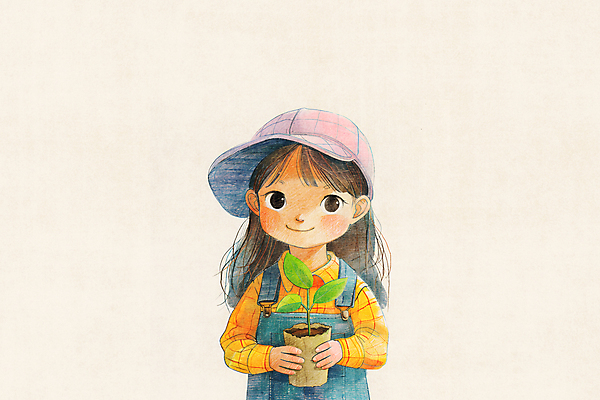 JPG 나무 모자 여자 화분 어린이 일러스트 자연 한명 들기 소녀 노란색 귀여움 환경 꿈 농부 멜빵 꿈나무 소녀한명만 카피스페이스 국내일러스트 AI일러스트 AI콘텐츠 식물 직업 1 잡화 컬러 컨셉 모션 사람 공백 생태계 여자한명만 소녀만 파일형식