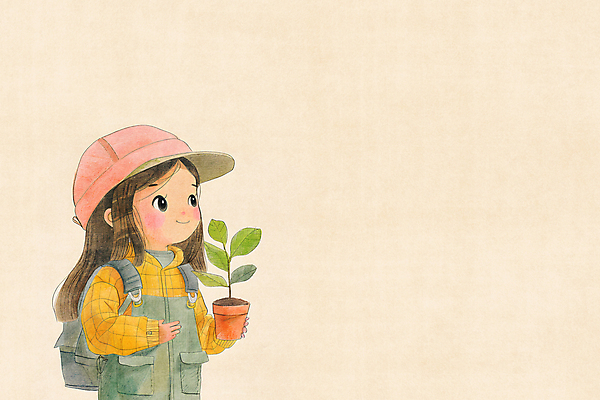 JPG 나무 모자 여자 화분 어린이 일러스트 자연 한명 들기 소녀 노란색 귀여움 환경 꿈 농부 멜빵 꿈나무 소녀한명만 카피스페이스 국내일러스트 AI일러스트 AI콘텐츠 식물 직업 1 잡화 컬러 컨셉 모션 사람 공백 생태계 여자한명만 소녀만 파일형식