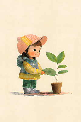 JPG 전신 나무 모자 여자 화분 어린이 일러스트 자연 한명 소녀 노란색 귀여움 환경 꿈 농부 멜빵 꿈나무 돌봄 소녀한명만 카피스페이스 국내일러스트 AI일러스트 AI콘텐츠 식물 직업 1 잡화 컬러 컨셉 모션 사람 공백 생태계 여자한명만 소녀만 파일형식