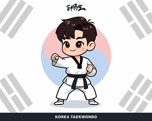 남자 어린이 일러스트 캘리그라피 한명 소년 운동 주먹 펀치 태극기 태권도 태권도복 소년한명만 국내일러스트 AI파일 1 모션 건강 도복 사람 격투기 국기 남자한명만 소년만 파일형식 벡터
