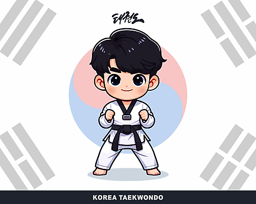 남자 어린이 일러스트 캘리그라피 한명 소년 운동 주먹 태극기 태권도 태권도복 소년한명만 국내일러스트 AI파일 1 모션 건강 도복 사람 격투기 국기 남자한명만 소년만 파일형식 벡터