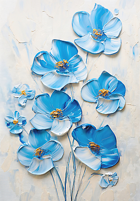 JPG 편집이미지 꽃 예술 패턴 페인팅 붓터치 사람없음 장식 파란색 물감 우아함 디지털합성 그림 질감 작품 유화 편집소스 편집실사 식물 컬러 컨셉 무늬 미술 미술도구 CG 파일형식