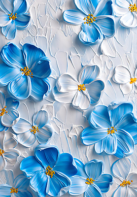 JPG 편집이미지 꽃 예술 패턴 페인팅 붓터치 사람없음 장식 파란색 물감 우아함 디지털합성 그림 질감 작품 유화 편집소스 편집실사 식물 컬러 컨셉 무늬 미술 미술도구 CG 파일형식