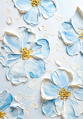 JPG 편집이미지 꽃 예술 패턴 페인팅 붓터치 사람없음 장식 파란색 물감 우아함 디지털합성 그림 질감 작품 유화 편집소스 편집실사 식물 컬러 컨셉 무늬 미술 미술도구 CG 파일형식