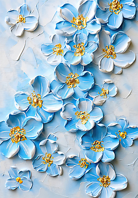 JPG 편집이미지 꽃 예술 패턴 페인팅 붓터치 사람없음 장식 파란색 물감 우아함 디지털합성 그림 질감 작품 유화 편집소스 편집실사 식물 컬러 컨셉 무늬 미술 미술도구 CG 파일형식