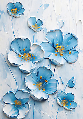 JPG 편집이미지 꽃 예술 패턴 페인팅 붓터치 사람없음 장식 파란색 물감 우아함 디지털합성 그림 질감 작품 유화 편집소스 편집실사 식물 컬러 컨셉 무늬 미술 미술도구 CG 파일형식