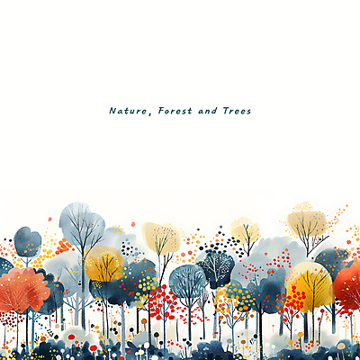 PSD 나무 일러스트 자연 수채화 풍경 타이포그라피 사람없음 컬러풀 가을 화려 숲 카피스페이스 국내일러스트 식물 문자 계절 컬러 컨셉 공백 생태계 파일형식
