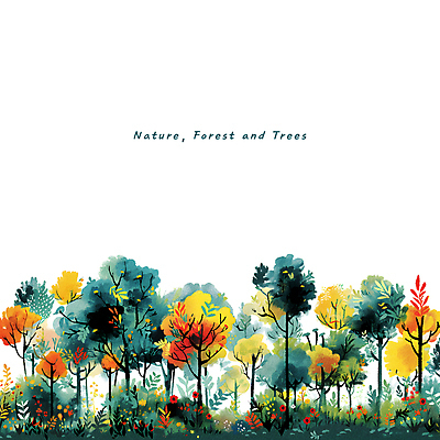 PSD 나무 일러스트 자연 수채화 풍경 타이포그라피 사람없음 컬러풀 가을 화려 숲 카피스페이스 국내일러스트 식물 문자 계절 컬러 컨셉 공백 생태계 파일형식