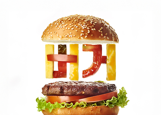 JPG 편집이미지 문자 디자인 타이포그라피 한글 사람없음 갈색 햄버거 디지털합성 패티 창의력 편집소스 편집실사 AI컴퓨터그래픽 AI콘텐츠 컬러 패스트푸드 CG 파일형식