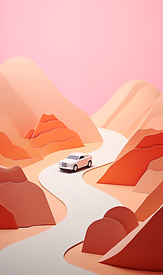 JPG 편집이미지 도로 여행 자동차 자연 산 풍경 사람없음 여름휴가 주황색 드라이브 분위기 페이퍼아트 색종이 카피스페이스 편집실사 AI포토 AI콘텐츠 종이 길 육상교통 컬러 컨셉 교통시설 휴가 공백 운전 CG 생태계 파일형식 여름_계절