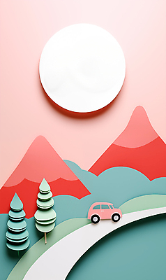 JPG 나무 편집이미지 도로 분홍색 여행 자동차 자연 산 풍경 사람없음 여름휴가 태양 드라이브 분위기 페이퍼아트 색종이 카피스페이스 편집실사 AI포토 AI콘텐츠 자연요소 식물 종이 길 육상교통 컬러 컨셉 교통시설 휴가 공백 운전 CG 생태계 파일형식 여름_계절