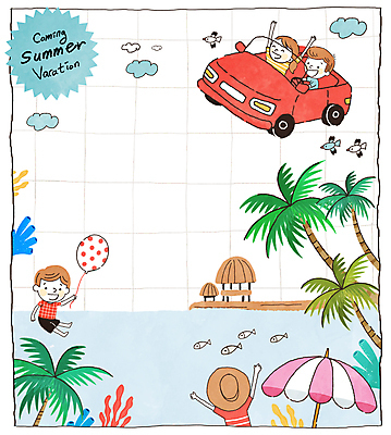 PSD 구름 여자 남자 어린이 바다 일러스트 자동차 조류 휴식 프레임 소녀 소년 여러명 여름휴가 야자수 만세 운전 흰색 파라솔 산호초 오두막 핸들 풍선 어린이만 카피스페이스 국내일러스트 자연요소 나무 동물 육상교통 컬러 다수 컨셉 모션 휴가 사람 공백 수중식물 파일형식 여름_계절