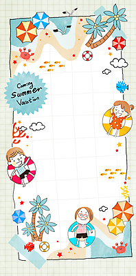 PSD 구름 여자 남자 어린이 모래 일러스트 휴식 프레임 어류 소녀 소년 해변 세명 여름휴가 야자수 눕기 꽃게 흰색 파라솔 산호초 튜브 어린이만 카피스페이스 국내일러스트 자연요소 나무 바다 컬러 컨셉 모션 휴가 사람 수중동물 공백 게 수중식물 파일형식 여름_계절