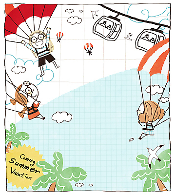 PSD 구름 여자 어린이 바다 일러스트 갈매기 하늘 휴식 프레임 소녀 여러명 성인 여름휴가 야자수 흰색 패러글라이딩 소녀만 성인여자만 카피스페이스 국내일러스트 자연요소 나무 스포츠 컬러 다수 컨셉 조류 휴가 사람 공백 여자만 어린이만 성인만 파일형식 여름_계절