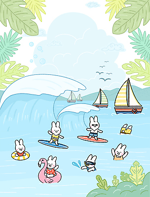 PSD 구름 수영복 파도 잎 일러스트 휴식 사람없음 여름 파란색 수영 서핑보드 서핑 물안경 토끼캐릭터 선박 카피스페이스 플라밍고튜브 국내일러스트 자연요소 식물 옷 계절 바다 컬러 동물캐릭터 컨셉 수상교통 공백 토끼 수상스포츠 보드_스포츠 수영용품 튜브 파일형식