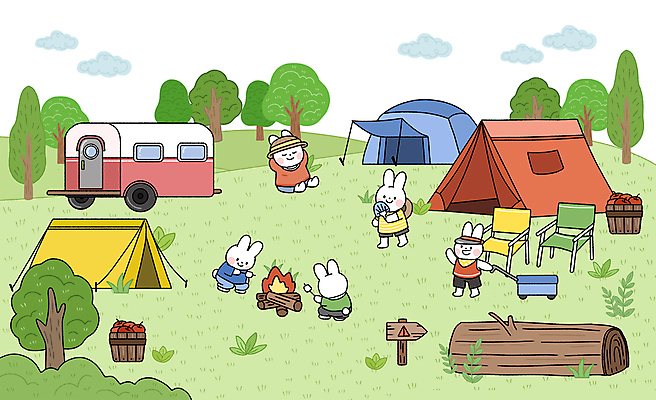 PSD 구름 모자 의자 일러스트 휴식 텐트 잔디 사람없음 초록색 여름 바구니 표지판 사과 모닥불 언덕 토끼캐릭터 통나무 캠핑카 카피스페이스 국내일러스트 자연요소 나무 식물 잡화 계절 컬러 동물캐릭터 가구 컨셉 과일 자동차 불 알림판 캠핑도구 공백 토끼 파일형식