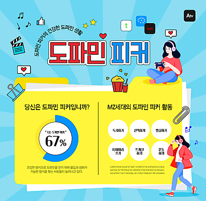 전신 템플릿 여자 음료 말풍선 음표 집게 앉기 성인 두명 노란색 걷기 헤드셋 게임 하트 최고 선택 클래퍼보드 클립 팝콘 영상 조절 성인여자만 도파민 이미지템플릿 AI파일 모양 기호 음악 컬러 음향기기 컨셉 모션 놀이 사람 헤드폰 여자만 성인만 파일형식 벡터