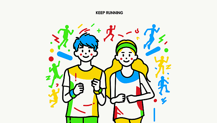 캐릭터 여자 남자 행복 운동화 일러스트 사람모양 건강 미소 웃음 성인 두명 빨간색 연두색 파란색 운동복 달리기 조깅 노란색 머리띠 즐거움 러닝 성인만 일러캐릭터 AI파일 모양 옷 감정 컬러 신발 장신구 모션 표정 사람 초록색 운동 파일형식 벡터