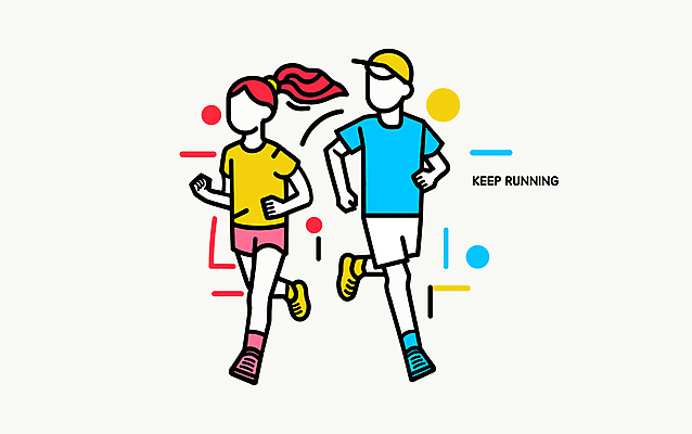 전신 캐릭터 여자 남자 하늘색 운동화 일러스트 건강 성인 두명 빨간색 운동복 달리기 조깅 노란색 러닝 얼굴없음 성인만 일러캐릭터 AI파일 옷 컬러 신발 모션 사람 파란색 운동 파일형식 벡터