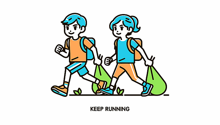 전신 캐릭터 여자 남자 행복 어린이 하늘색 운동화 일러스트 건강 미소 웃음 들기 소녀 소년 두명 연두색 운동복 달리기 조깅 주황색 즐거움 쓰레기봉투 러닝 어린이만 플로깅 일러캐릭터 AI파일 옷 감정 컬러 신발 모션 봉투 표정 사람 초록색 파란색 운동 파일형식 벡터