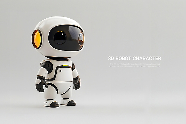 PSD 편집이미지 캐릭터 미래 타이포그라피 사람없음 3D 귀여움 기계 흰색 발전 로봇 카피스페이스 AI_인공지능 편집3D 문자 컬러 컨셉 공백 디지털합성 파일형식