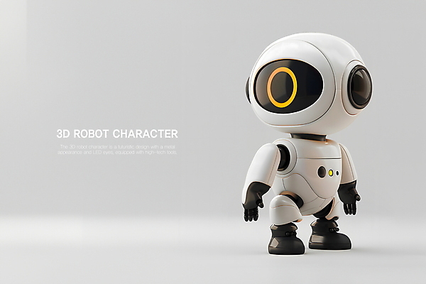 PSD 편집이미지 캐릭터 미래 타이포그라피 사람없음 3D 귀여움 기계 흰색 발전 로봇 카피스페이스 AI_인공지능 편집3D 문자 컬러 컨셉 공백 디지털합성 파일형식