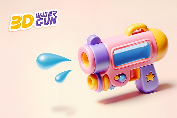 PSD 편집이미지 물놀이 타이포그라피 사람없음 여름 3D 보라색 총 물방울 오브젝트 물총 카피스페이스 편집3D 문자 계절 무기 컬러 놀이 공백 디지털합성 파일형식