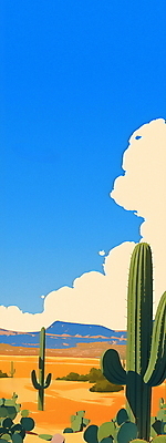 JPG 구름 모래 일러스트 자연 하늘 선인장 풍경 사람없음 노란색 사막 분위기 카피스페이스 국내일러스트 AI일러스트 AI콘텐츠 자연요소 식물 컬러 컨셉 공백 생태계 파일형식