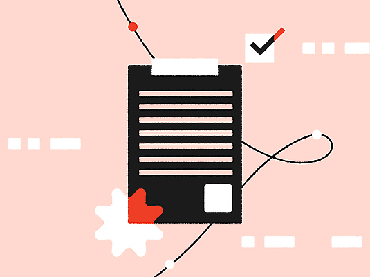 디자인 선 일러스트 비즈니스 텍스트 커뮤니케이션 관리 사람없음 그래픽 빨간색 작업 완료 체크표시 문서 소통 서류판 국내일러스트 AI파일 컬러 컨셉 사무용품 확인 파일형식 벡터