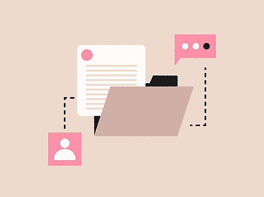 디자인 분홍색 말풍선 일러스트 비즈니스 텍스트 커뮤니케이션 관리 사람 사람없음 그래픽 연결 문서 폴더 소통 국내일러스트 AI파일 컬러 컨셉 파일 파일형식 벡터