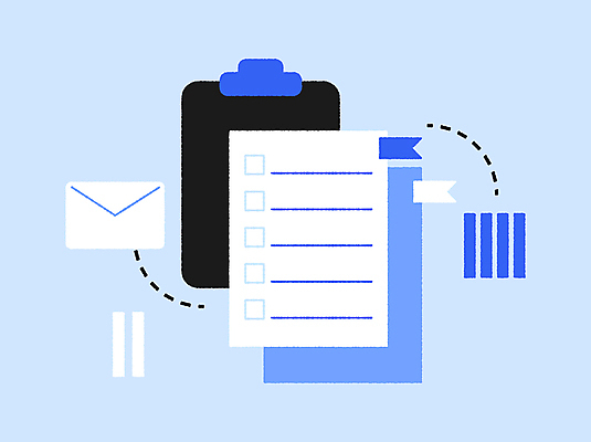 디자인 일러스트 비즈니스 텍스트 커뮤니케이션 관리 사람없음 그래픽 파란색 작업 이메일 계획 문서 소통 서류판 체크리스트 국내일러스트 AI파일 컬러 컨셉 사무용품 파일형식 벡터