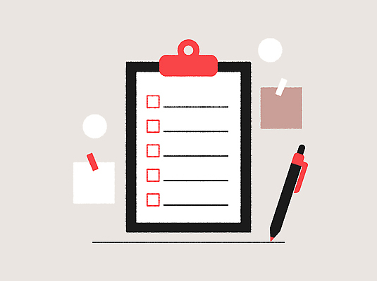 디자인 일러스트 비즈니스 커뮤니케이션 사람없음 그래픽 빨간색 펜 기록 작업 계획 테이프 리스트 서류판 체크리스트 국내일러스트 AI파일 컬러 컨셉 문구용품 필기구 사무용품 파일형식 벡터