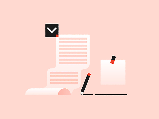 디자인 분홍색 일러스트 비즈니스 커뮤니케이션 사람없음 그래픽 연필 기록 작업 완료 체크표시 문서 정리 체크리스트 국내일러스트 AI파일 컬러 컨셉 학용품 필기구 확인 파일형식 벡터