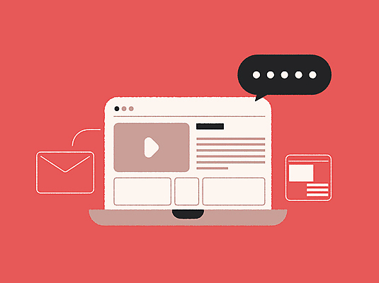 디자인 말풍선 일러스트 비즈니스 커뮤니케이션 사람없음 그래픽 빨간색 노트북 정보 메시지 이메일 연결 소통 국내일러스트 AI파일 컬러 컨셉 전자제품 파일형식 벡터