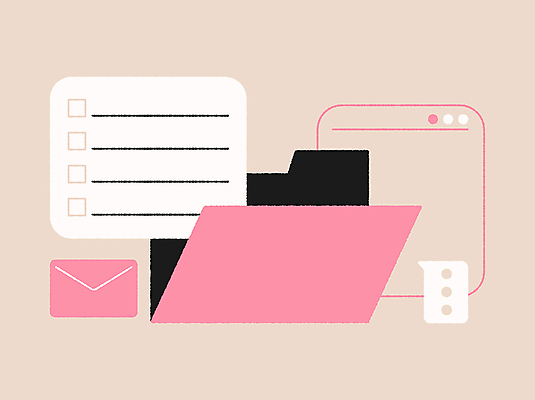 디자인 분홍색 말풍선 일러스트 비즈니스 커뮤니케이션 관리 사람없음 그래픽 작업 이메일 계획 문서 폴더 소통 체크리스트 국내일러스트 AI파일 컬러 컨셉 파일 파일형식 벡터