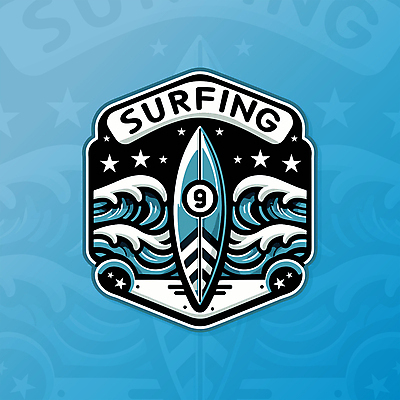 물결 스포츠 파도 일러스트 사람없음 파란색 서핑보드 서핑 급류 심볼 배지 국내일러스트 AI파일 바다 컬러 수상스포츠 보드_스포츠 파일형식 벡터