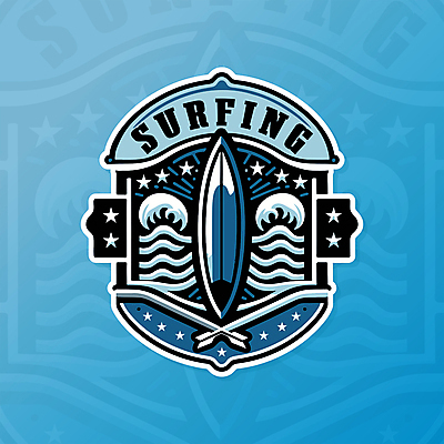 물결 스포츠 파도 일러스트 사람없음 파란색 서핑보드 서핑 급류 심볼 배지 국내일러스트 AI파일 바다 컬러 수상스포츠 보드_스포츠 파일형식 벡터