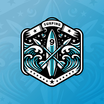 물결 스포츠 파도 일러스트 사람없음 파란색 서핑보드 서핑 급류 심볼 노 배지 국내일러스트 AI파일 바다 컬러 수상스포츠 보드_스포츠 선박 파일형식 벡터