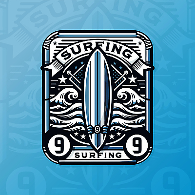 물결 스포츠 파도 일러스트 사람없음 파란색 서핑보드 서핑 급류 심볼 배지 국내일러스트 AI파일 바다 컬러 수상스포츠 보드_스포츠 파일형식 벡터