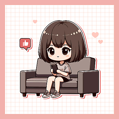 캐릭터 여자 분홍색 일러스트 한명 들기 앉기 성인 스마트폰 소파 귀여움 하트 최고 소셜네트워크 성인여자한명만 일러캐릭터 AI파일 모양 1 컬러 컨셉 의자 모션 사람 핸드폰 스마트기기 여자한명만 성인여자만 파일형식 벡터