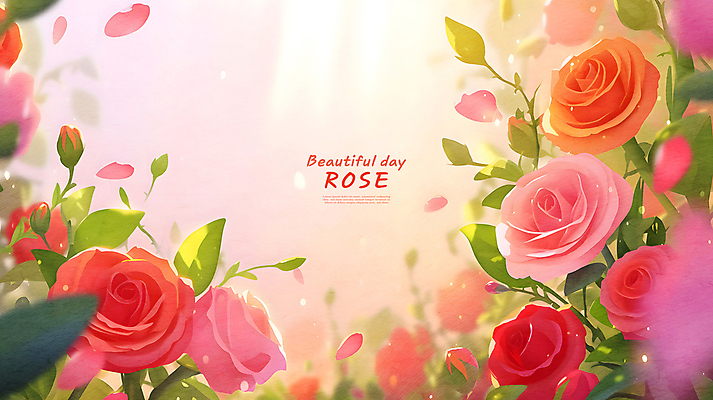 PSD 꽃잎 꽃다발 일러스트 수채화 프레임 타이포그라피 사람없음 빨간색 여름 장미 봄 풀잎 화려 카피스페이스 국내일러스트 문자 계절 꽃 컬러 컨셉 잎 공백 풀_식물 파일형식