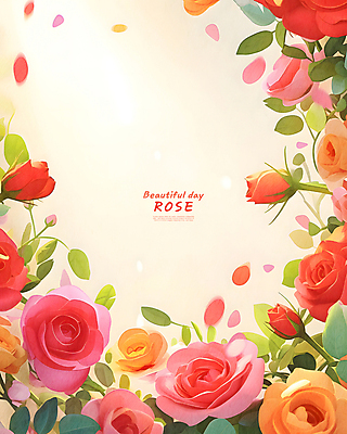 PSD 꽃잎 꽃다발 일러스트 수채화 프레임 타이포그라피 사람없음 빨간색 여름 장미 봄 풀잎 화려 카피스페이스 국내일러스트 문자 계절 꽃 컬러 컨셉 잎 공백 풀_식물 파일형식