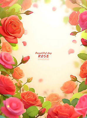 PSD 꽃잎 꽃다발 일러스트 수채화 프레임 타이포그라피 사람없음 빨간색 여름 장미 봄 풀잎 화려 카피스페이스 국내일러스트 문자 계절 꽃 컬러 컨셉 잎 공백 풀_식물 파일형식