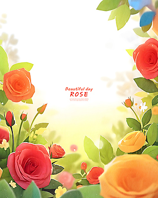 PSD 꽃잎 꽃다발 일러스트 수채화 프레임 타이포그라피 사람없음 빨간색 여름 장미 봄 풀잎 화려 카피스페이스 국내일러스트 문자 계절 꽃 컬러 컨셉 잎 공백 풀_식물 파일형식