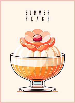 분홍색 조각 과일 일러스트 단면 타이포그라피 사람없음 여름 달콤 시원함 복숭아 빙수 빙수그릇 국내일러스트 AI파일 문자 그릇 계절 컬러 디저트 맛 파일형식 벡터