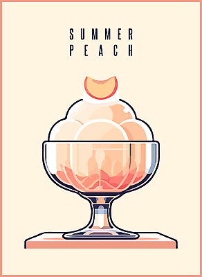 조각 과일 일러스트 단면 타이포그라피 사람없음 여름 노란색 달콤 시원함 복숭아 빙수 빙수그릇 국내일러스트 AI파일 문자 그릇 계절 컬러 디저트 맛 파일형식 벡터
