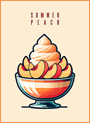 조각 과일 일러스트 단면 타이포그라피 사람없음 여름 노란색 달콤 시원함 복숭아 빙수 빙수그릇 국내일러스트 AI파일 문자 그릇 계절 컬러 디저트 맛 파일형식 벡터