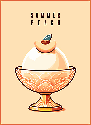 조각 과일 일러스트 단면 타이포그라피 사람없음 여름 노란색 달콤 시원함 복숭아 빙수 빙수그릇 국내일러스트 AI파일 문자 그릇 계절 컬러 디저트 맛 파일형식 벡터