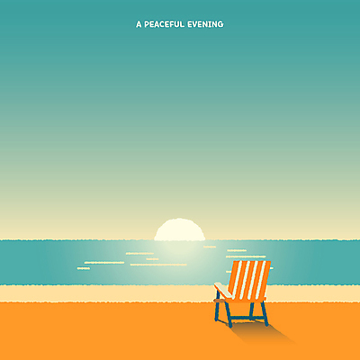 물결 의자 일러스트 풍경 해변 사람없음 태양 평화 노을 일몰 저녁 강가 청록색 카피스페이스 국내일러스트 AI파일 자연요소 바다 컬러 가구 컨셉 강 공백 야간 파일형식 벡터